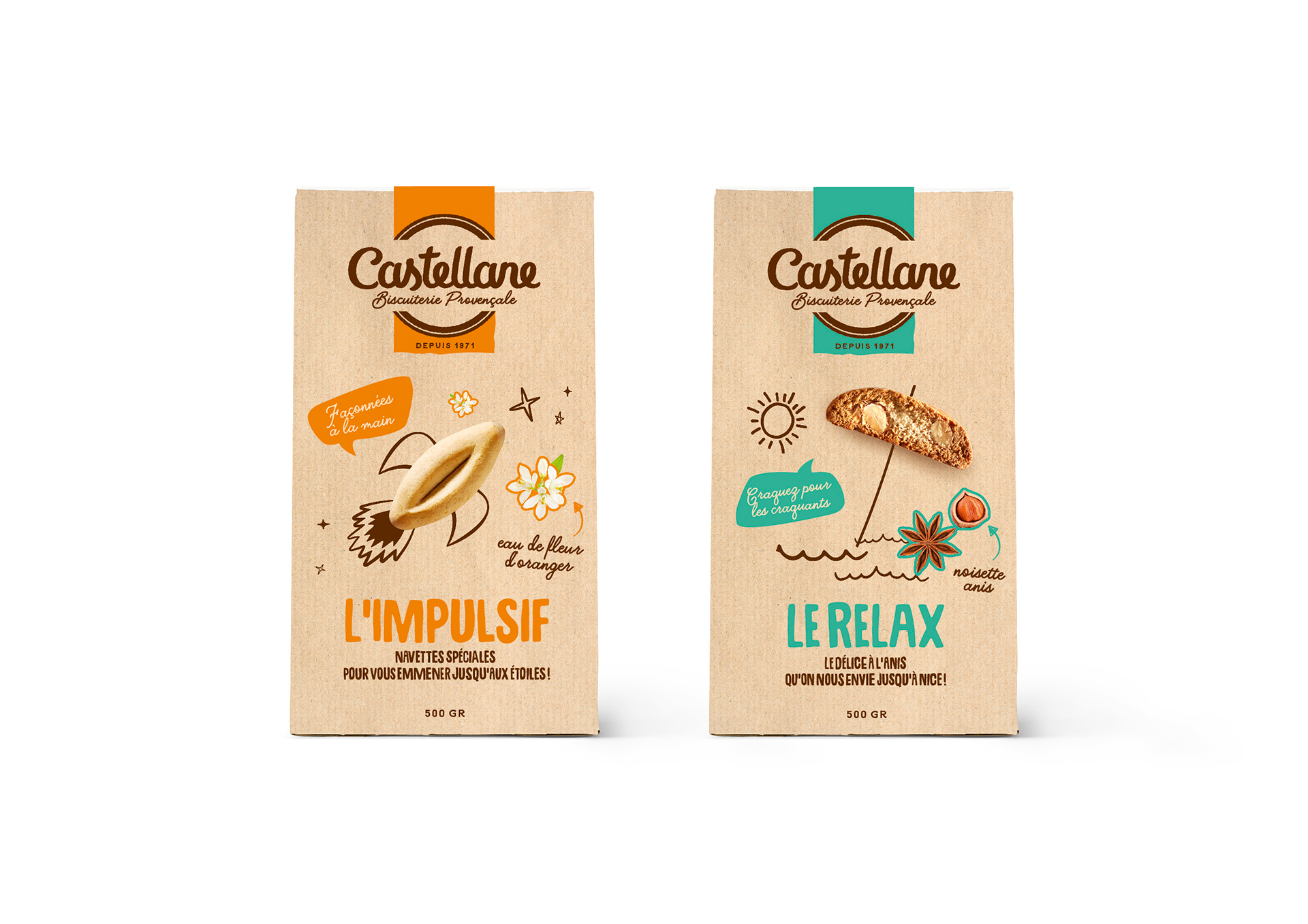 Packs de biscuits de la marque Castellane