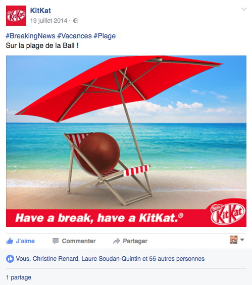 Post Facebook pour la marque KitKat