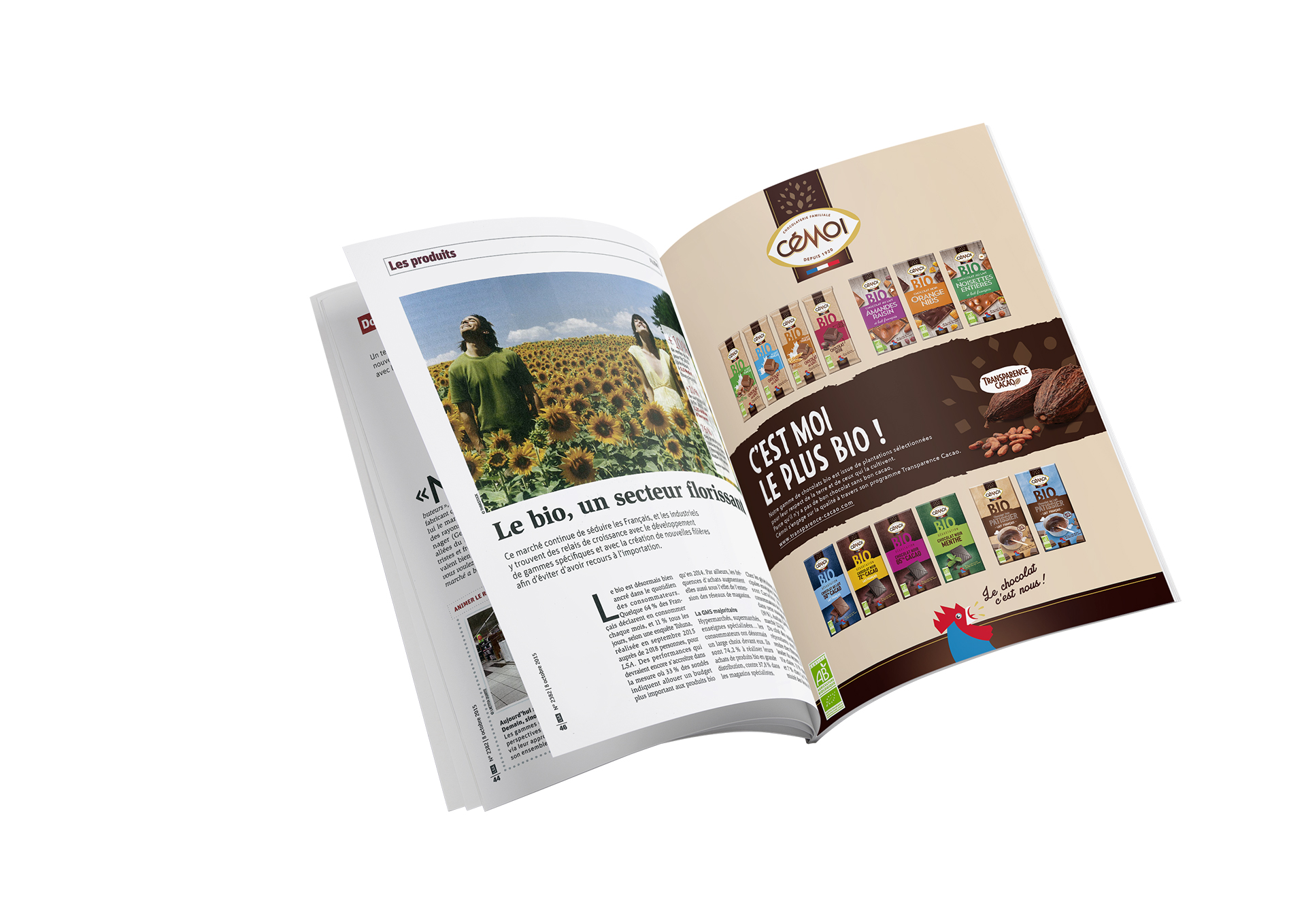 Annonce-presse pour un magazine pro de la distribution de la marque de chocolats Cémoi.