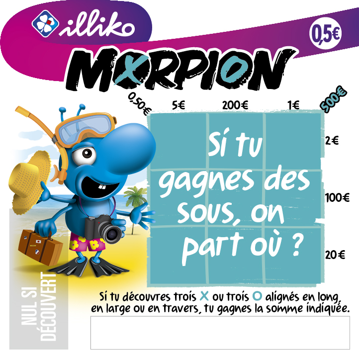 Ticket de jeu à gratter Morpion de la Française des Jeux