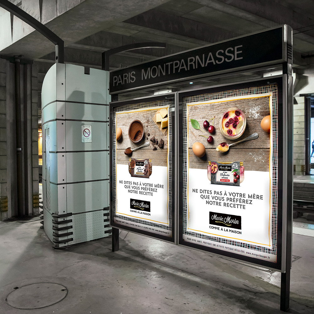 Affiches pour la marque Marie Morin Affiche prises sur le quai de la gare Montparnasse à Paris